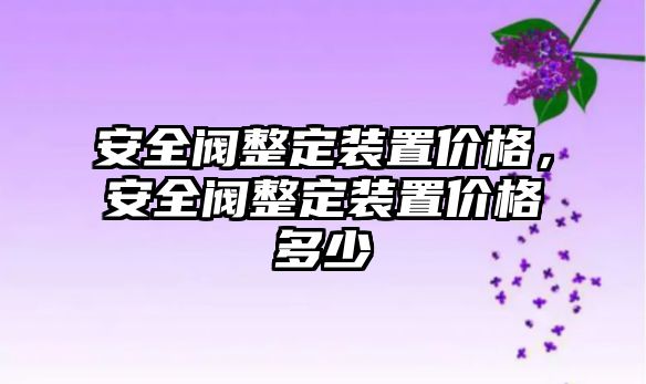 安全閥整定裝置價格，安全閥整定裝置價格多少